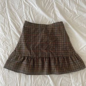 JCREW Factory Camel Color Houndstooth Mini Skirt